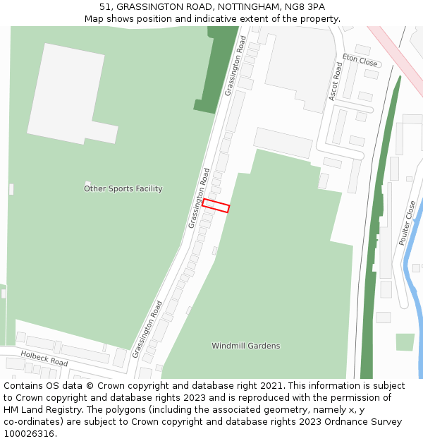 51, GRASSINGTON ROAD, NOTTINGHAM, NG8 3PA: Location map and indicative extent of plot