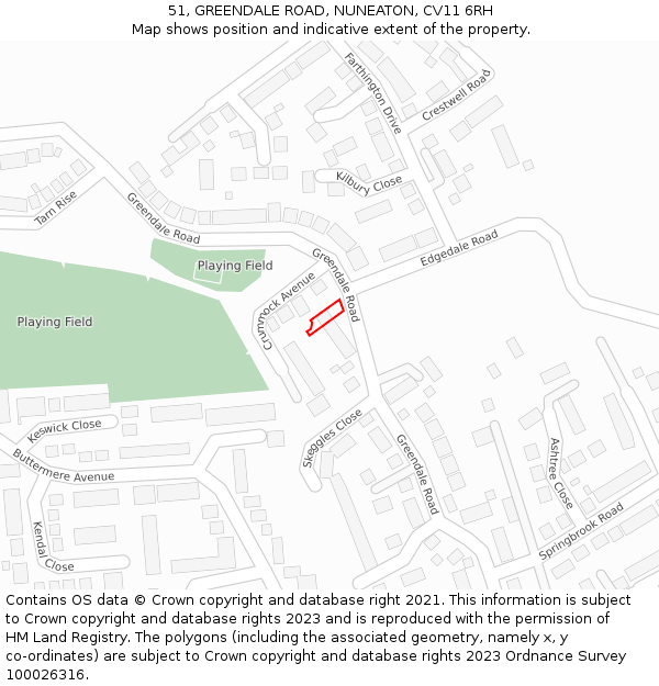 51, GREENDALE ROAD, NUNEATON, CV11 6RH: Location map and indicative extent of plot