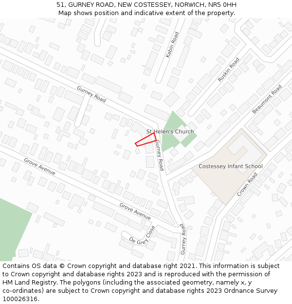 51, GURNEY ROAD, NEW COSTESSEY, NORWICH, NR5 0HH: Location map and indicative extent of plot