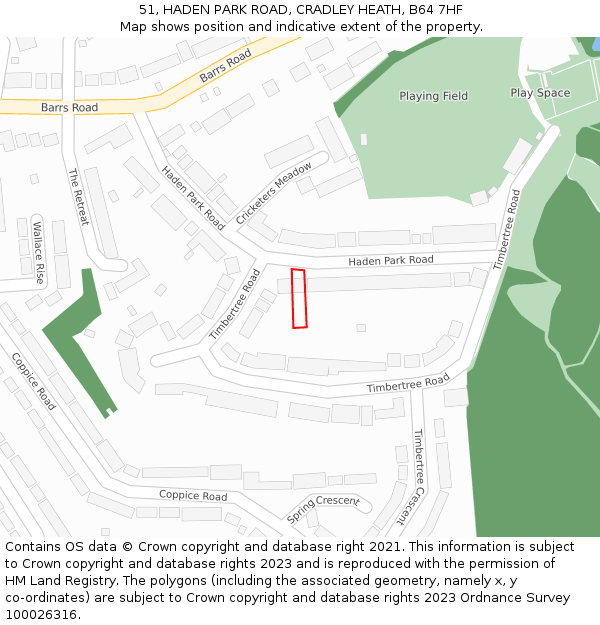 51, HADEN PARK ROAD, CRADLEY HEATH, B64 7HF: Location map and indicative extent of plot