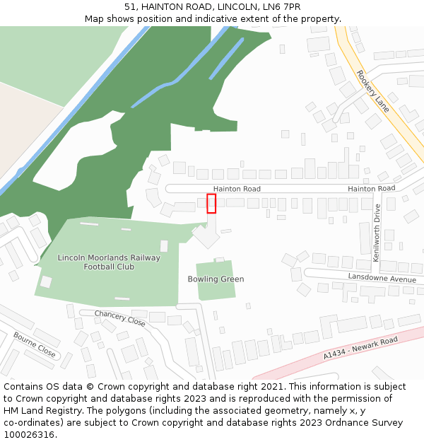 51, HAINTON ROAD, LINCOLN, LN6 7PR: Location map and indicative extent of plot