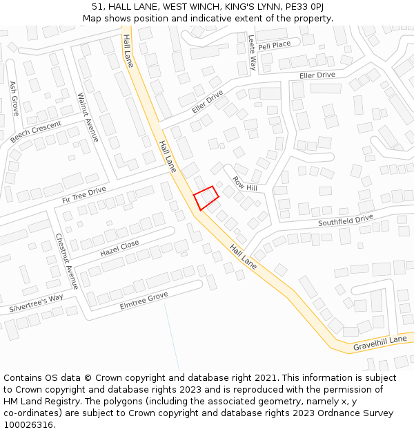 51, HALL LANE, WEST WINCH, KING'S LYNN, PE33 0PJ: Location map and indicative extent of plot