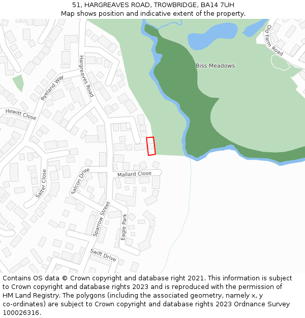 51, HARGREAVES ROAD, TROWBRIDGE, BA14 7UH: Location map and indicative extent of plot