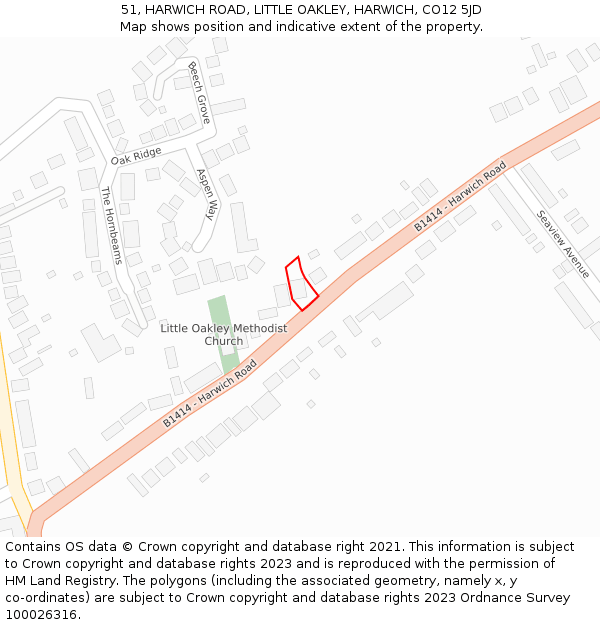 51, HARWICH ROAD, LITTLE OAKLEY, HARWICH, CO12 5JD: Location map and indicative extent of plot