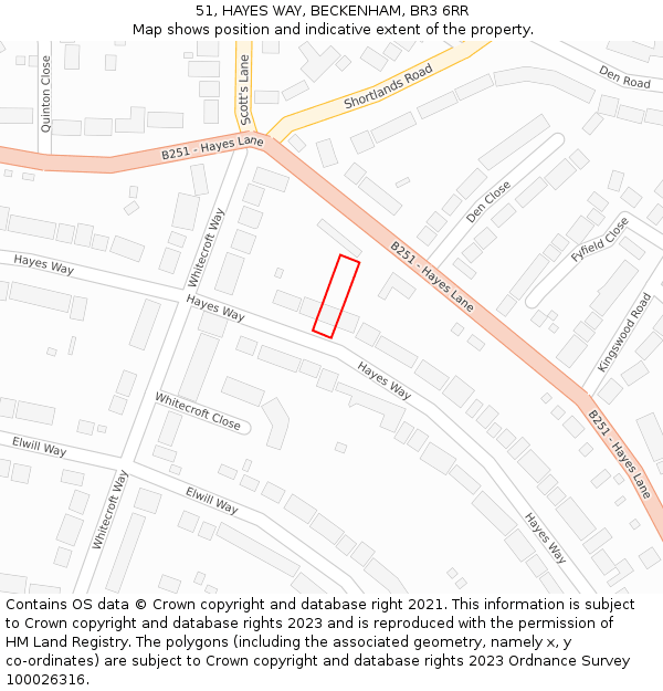 51, HAYES WAY, BECKENHAM, BR3 6RR: Location map and indicative extent of plot