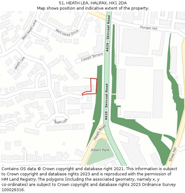 51, HEATH LEA, HALIFAX, HX1 2DA: Location map and indicative extent of plot