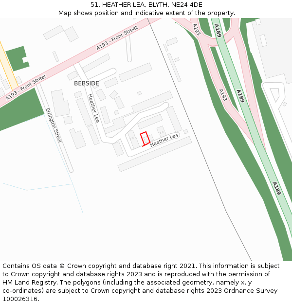 51, HEATHER LEA, BLYTH, NE24 4DE: Location map and indicative extent of plot