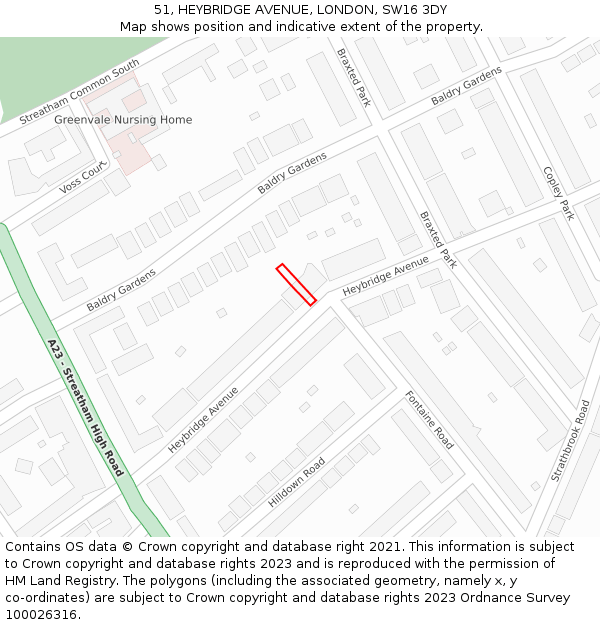 51, HEYBRIDGE AVENUE, LONDON, SW16 3DY: Location map and indicative extent of plot