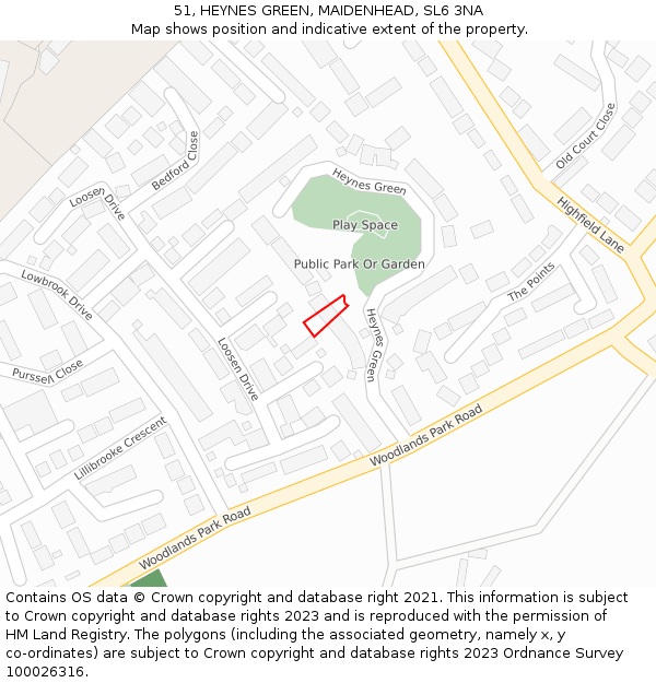 51, HEYNES GREEN, MAIDENHEAD, SL6 3NA: Location map and indicative extent of plot