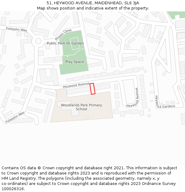 51, HEYWOOD AVENUE, MAIDENHEAD, SL6 3JA: Location map and indicative extent of plot