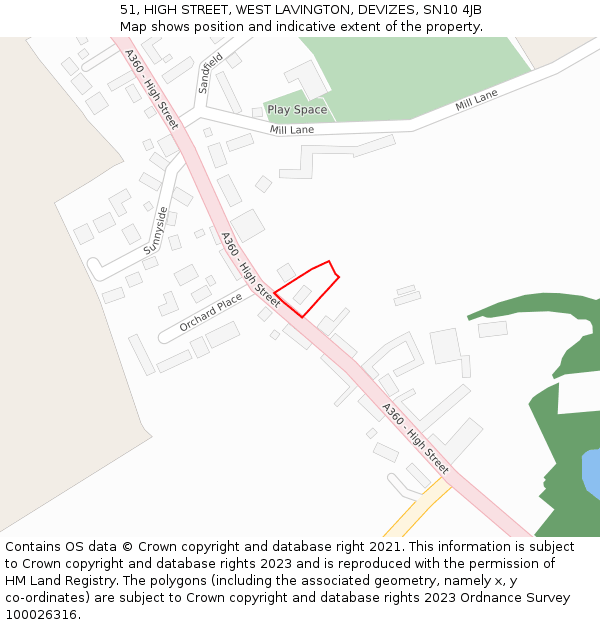 51, HIGH STREET, WEST LAVINGTON, DEVIZES, SN10 4JB: Location map and indicative extent of plot