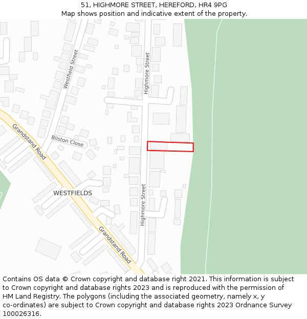 51, HIGHMORE STREET, HEREFORD, HR4 9PG: Location map and indicative extent of plot