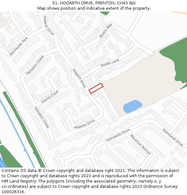 51, HOGARTH DRIVE, PRENTON, CH43 9JG: Location map and indicative extent of plot