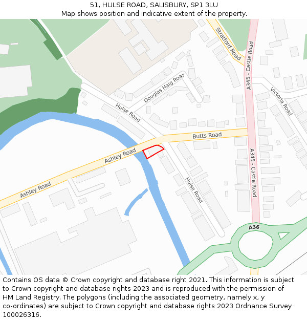 51, HULSE ROAD, SALISBURY, SP1 3LU: Location map and indicative extent of plot