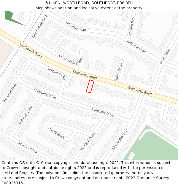 51, KENILWORTH ROAD, SOUTHPORT, PR8 3PH: Location map and indicative extent of plot