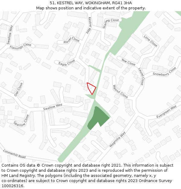 51, KESTREL WAY, WOKINGHAM, RG41 3HA: Location map and indicative extent of plot