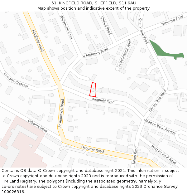 51, KINGFIELD ROAD, SHEFFIELD, S11 9AU: Location map and indicative extent of plot