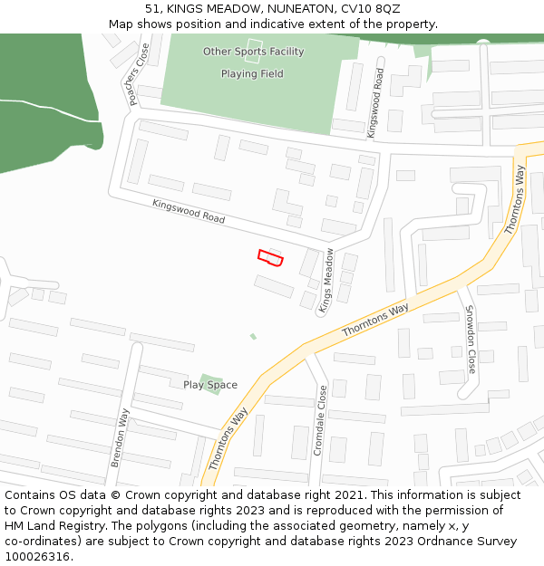 51, KINGS MEADOW, NUNEATON, CV10 8QZ: Location map and indicative extent of plot