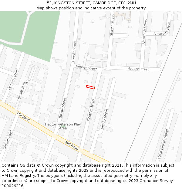 51, KINGSTON STREET, CAMBRIDGE, CB1 2NU: Location map and indicative extent of plot