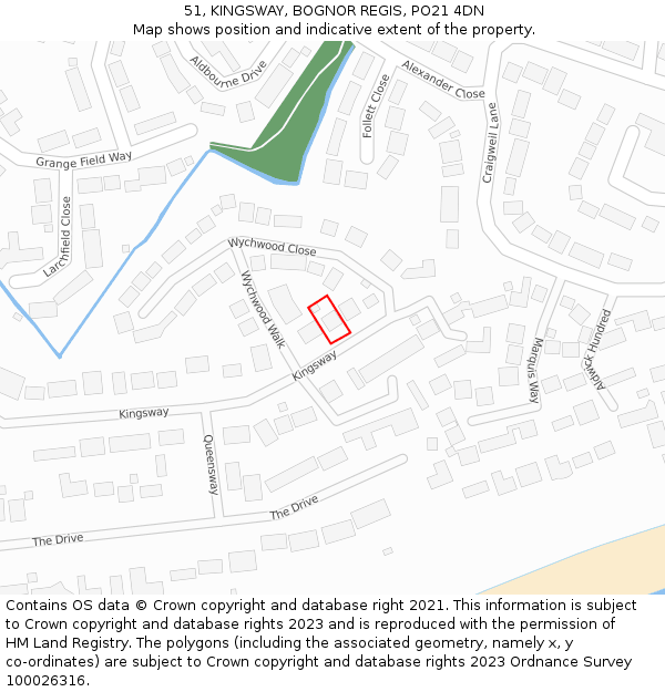 51, KINGSWAY, BOGNOR REGIS, PO21 4DN: Location map and indicative extent of plot