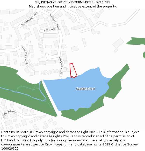 51, KITTIWAKE DRIVE, KIDDERMINSTER, DY10 4RS: Location map and indicative extent of plot