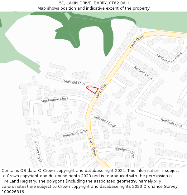 51, LAKIN DRIVE, BARRY, CF62 8AH: Location map and indicative extent of plot