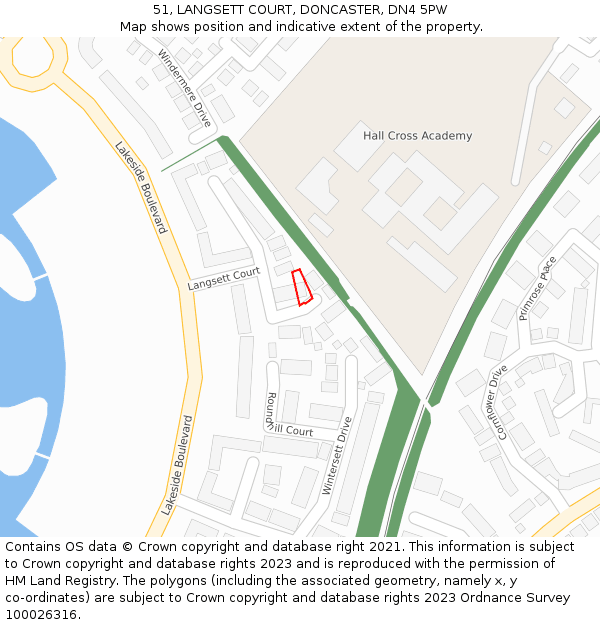 51, LANGSETT COURT, DONCASTER, DN4 5PW: Location map and indicative extent of plot