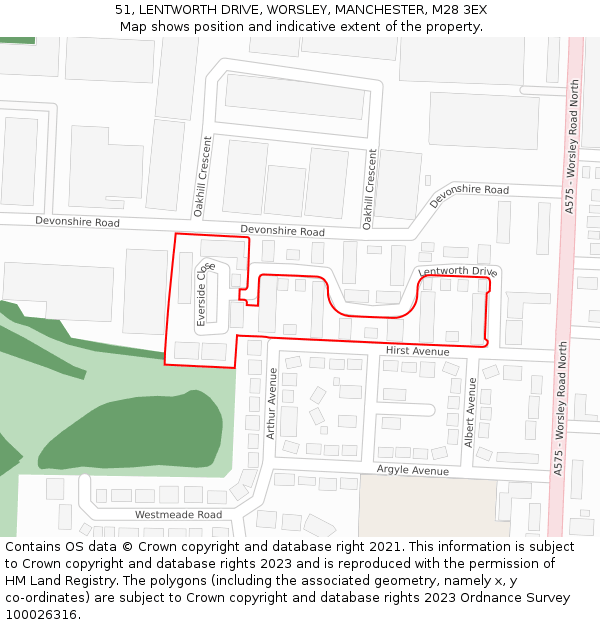 51, LENTWORTH DRIVE, WORSLEY, MANCHESTER, M28 3EX: Location map and indicative extent of plot