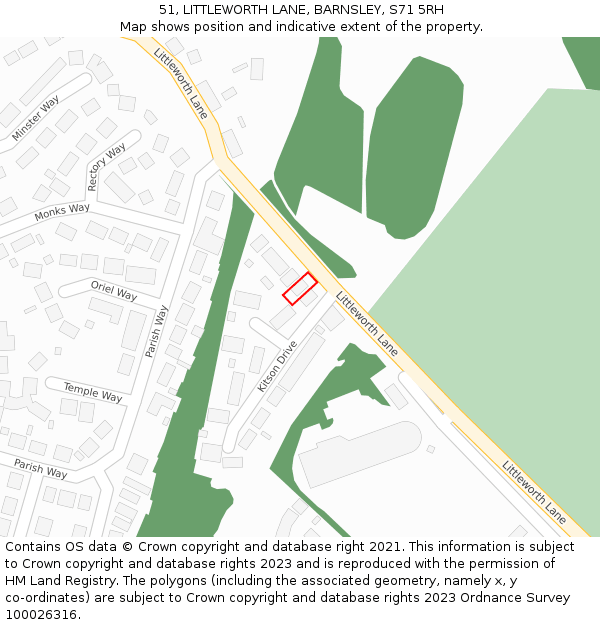 51, LITTLEWORTH LANE, BARNSLEY, S71 5RH: Location map and indicative extent of plot