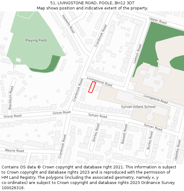 51, LIVINGSTONE ROAD, POOLE, BH12 3DT: Location map and indicative extent of plot