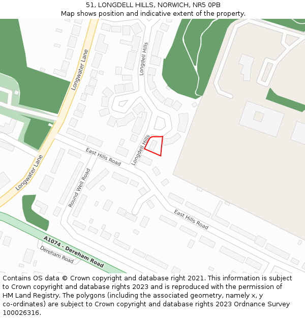 51, LONGDELL HILLS, NORWICH, NR5 0PB: Location map and indicative extent of plot