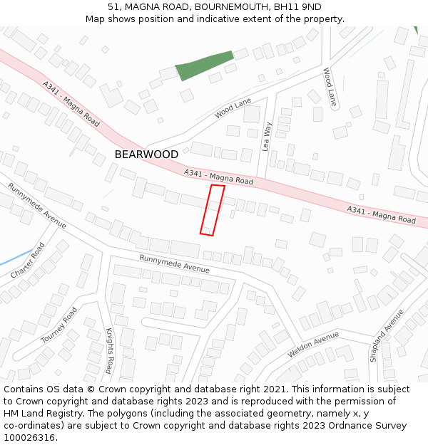 51, MAGNA ROAD, BOURNEMOUTH, BH11 9ND: Location map and indicative extent of plot