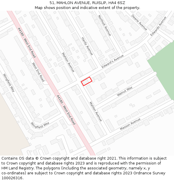 51, MAHLON AVENUE, RUISLIP, HA4 6SZ: Location map and indicative extent of plot