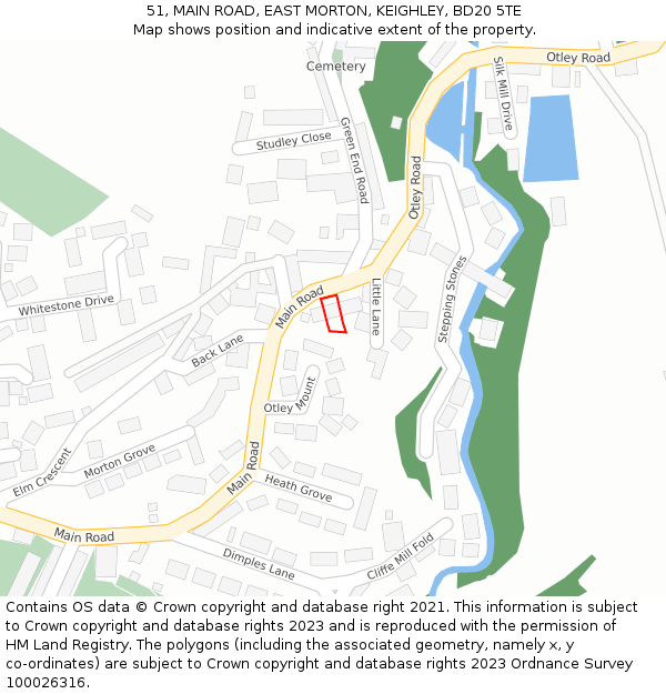 51, MAIN ROAD, EAST MORTON, KEIGHLEY, BD20 5TE: Location map and indicative extent of plot