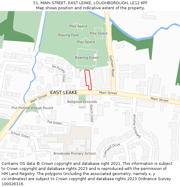 51, MAIN STREET, EAST LEAKE, LOUGHBOROUGH, LE12 6PF: Location map and indicative extent of plot