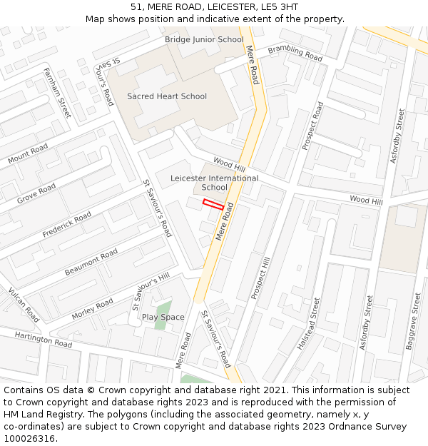 51, MERE ROAD, LEICESTER, LE5 3HT: Location map and indicative extent of plot