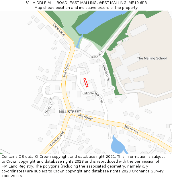 51, MIDDLE MILL ROAD, EAST MALLING, WEST MALLING, ME19 6PR: Location map and indicative extent of plot