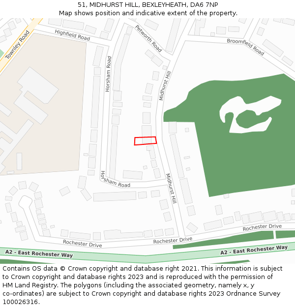 51, MIDHURST HILL, BEXLEYHEATH, DA6 7NP: Location map and indicative extent of plot