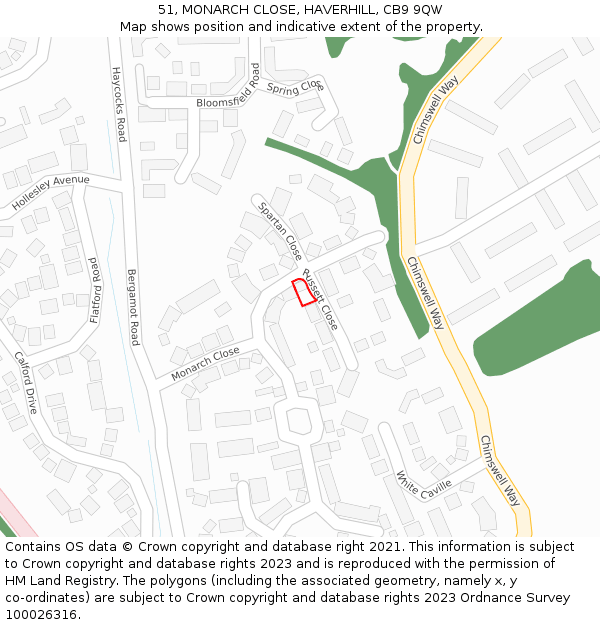 51, MONARCH CLOSE, HAVERHILL, CB9 9QW: Location map and indicative extent of plot