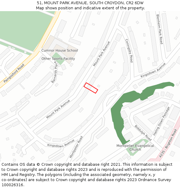 51, MOUNT PARK AVENUE, SOUTH CROYDON, CR2 6DW: Location map and indicative extent of plot