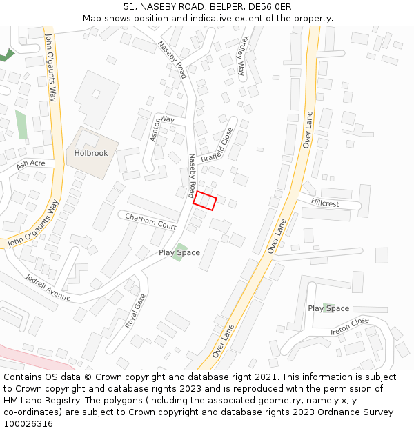 51, NASEBY ROAD, BELPER, DE56 0ER: Location map and indicative extent of plot