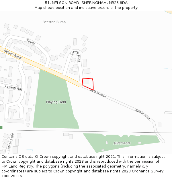 51, NELSON ROAD, SHERINGHAM, NR26 8DA: Location map and indicative extent of plot