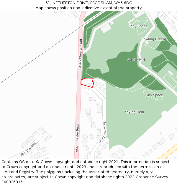 51, NETHERTON DRIVE, FRODSHAM, WA6 6DG: Location map and indicative extent of plot