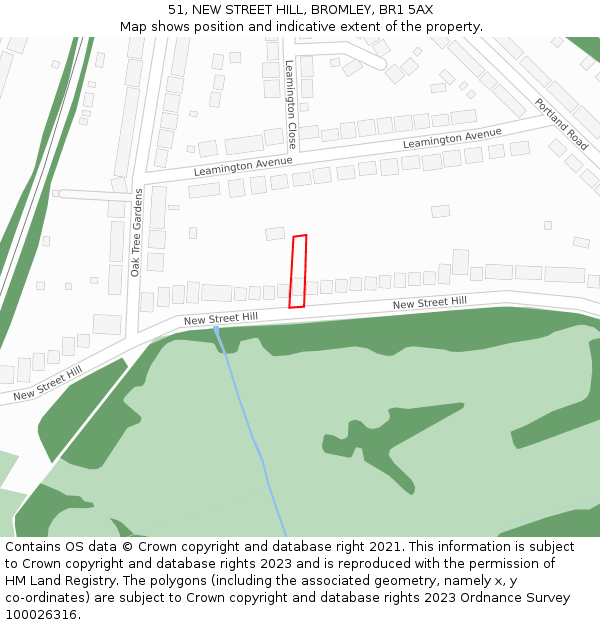 51, NEW STREET HILL, BROMLEY, BR1 5AX: Location map and indicative extent of plot