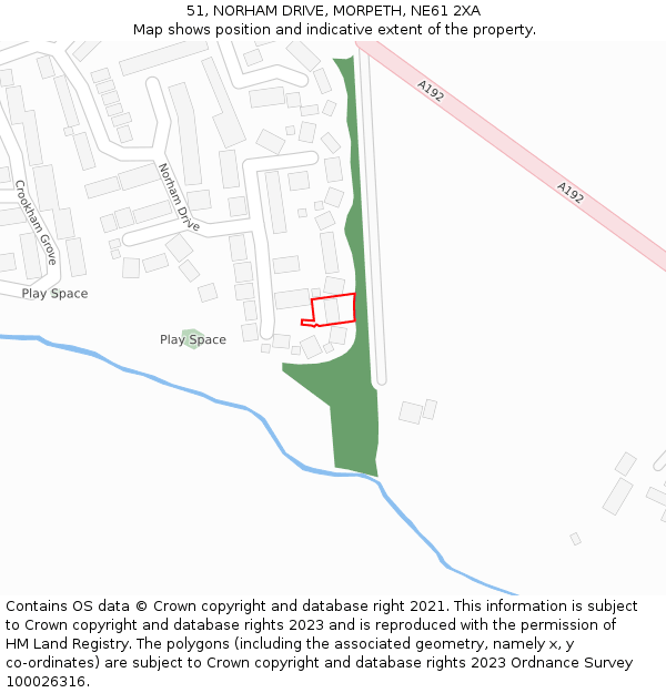 51, NORHAM DRIVE, MORPETH, NE61 2XA: Location map and indicative extent of plot