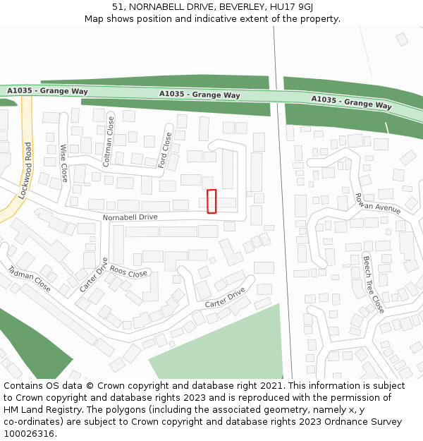 51, NORNABELL DRIVE, BEVERLEY, HU17 9GJ: Location map and indicative extent of plot