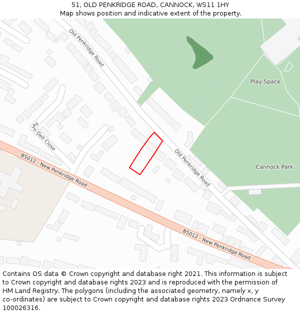51, OLD PENKRIDGE ROAD, CANNOCK, WS11 1HY: Location map and indicative extent of plot