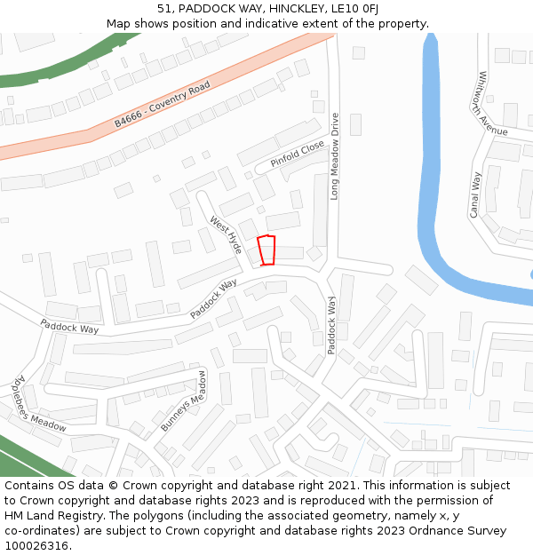 51, PADDOCK WAY, HINCKLEY, LE10 0FJ: Location map and indicative extent of plot