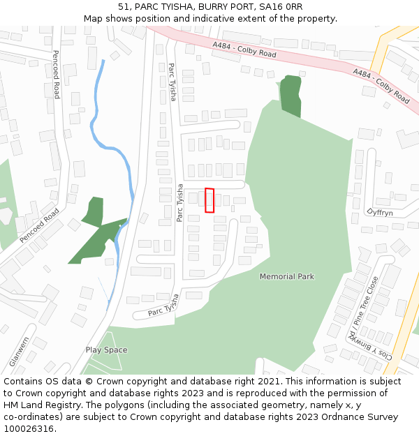 51, PARC TYISHA, BURRY PORT, SA16 0RR: Location map and indicative extent of plot