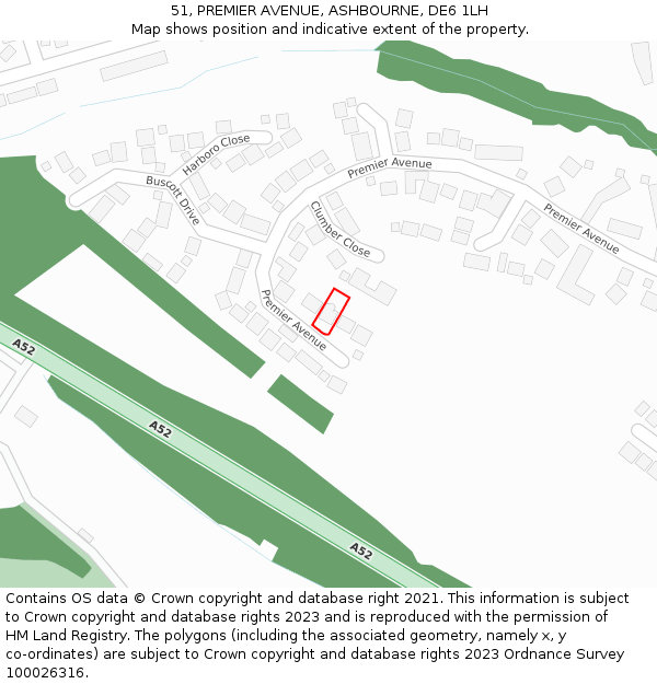 51, PREMIER AVENUE, ASHBOURNE, DE6 1LH: Location map and indicative extent of plot